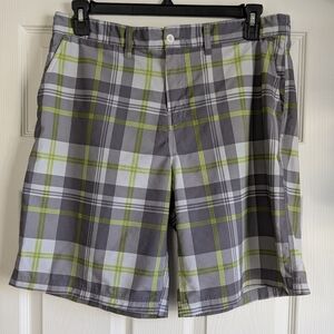 OP Plaid Gray and Green Men's Swim Trunks Size 34